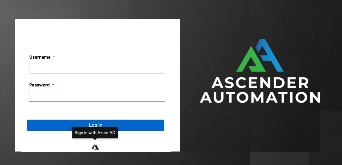 Ascender login screen displaying the Microsoft Azure logo for authentication.